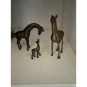 Mid Century Vintage Solid Brass Giraffe Family Set of 3 Statues/Figurines MCM